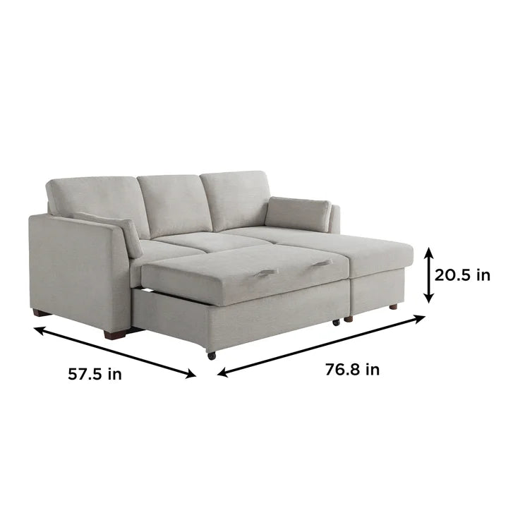 CODDLE LUKE Fabric Sleeper Sofa with Reversible Chaise and Storage