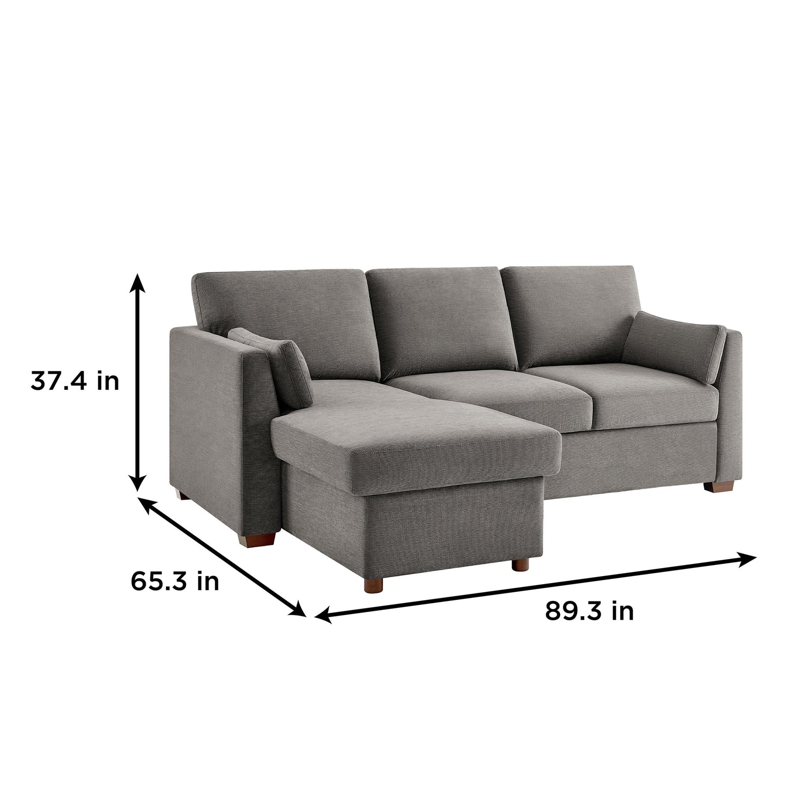 CODDLE LUKE Fabric Sleeper Sofa with Reversible Chaise and Storage
