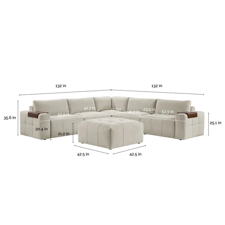 PAIGE 6-Piece Modular Fabric Sectional