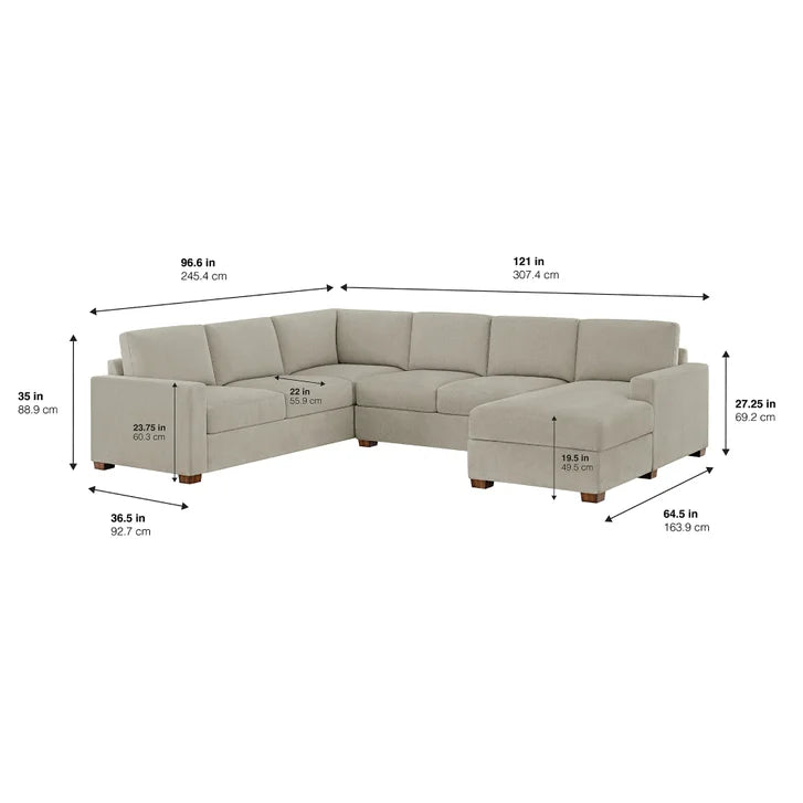 THOMASVILLE GLENN Fabric Sectional with Storage Chaise