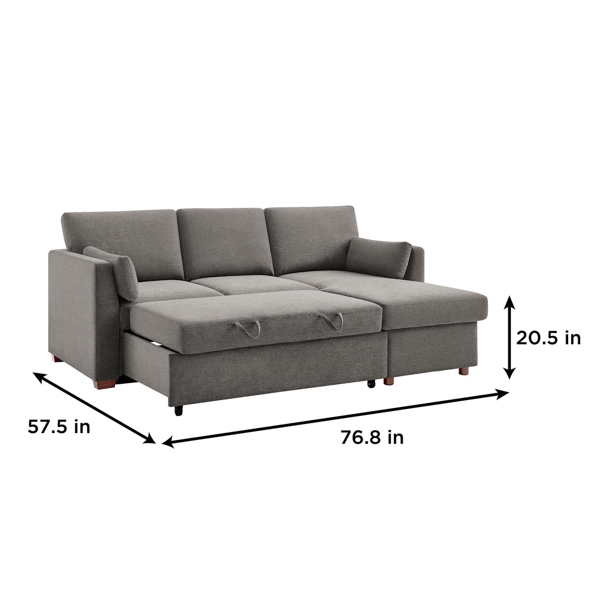 CODDLE LUKE Fabric Sleeper Sofa with Reversible Chaise and Storage