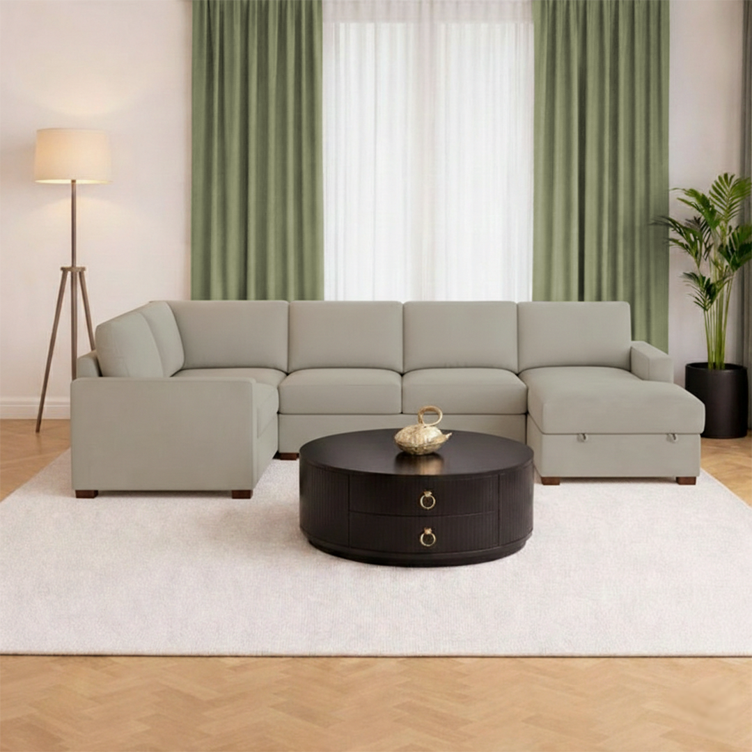 THOMASVILLE GLENN Fabric Sectional with Storage Chaise