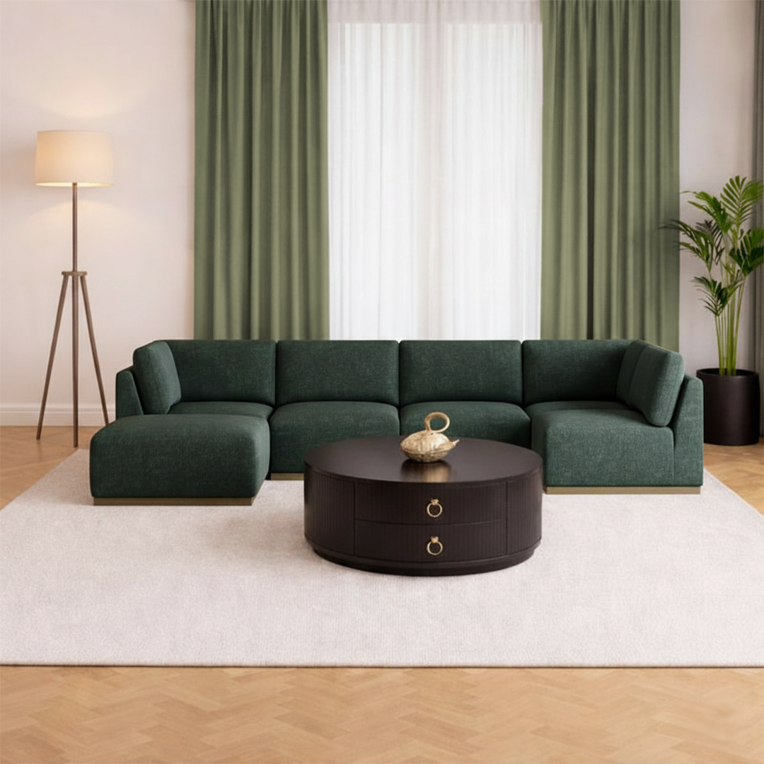 HENREDON MURPHY Fabric 6-Piece Modular Sectional with Ottoman